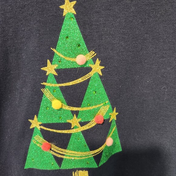 Croft & Barrow Women's Navy Blue Long Sleeve T-shirt with Christmas Tree- Large - Picture 3 of 4